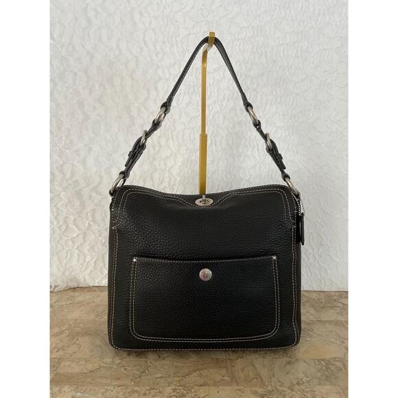 Vintage Y2K Coach Purse F12338 black Chelsea Leather small Shoulder Bag - Picture 1 of 10